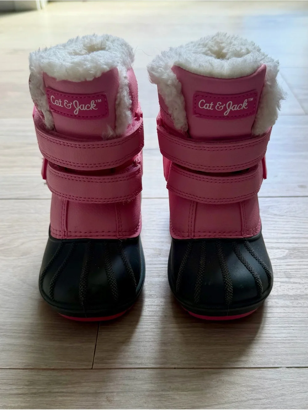 Cat & Jack Pink and Black Kids Snow Boots with Faux Fur